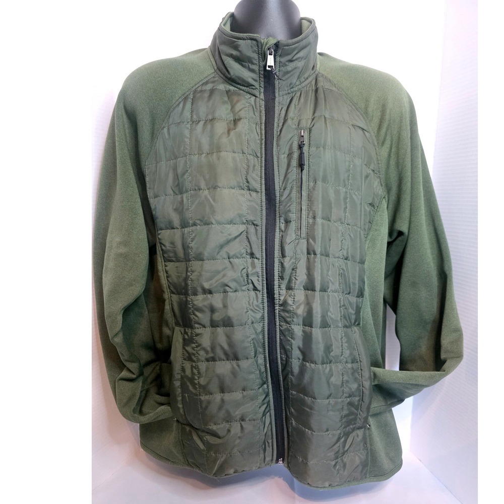 Orvis Mens Large Green Quilted Fleece Hybrid Full Zip Jacket Classic Collection